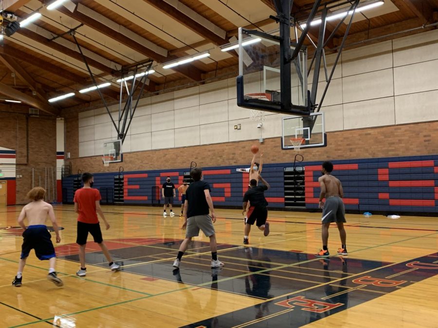 Boys Basketball during their second day of tryouts. 
