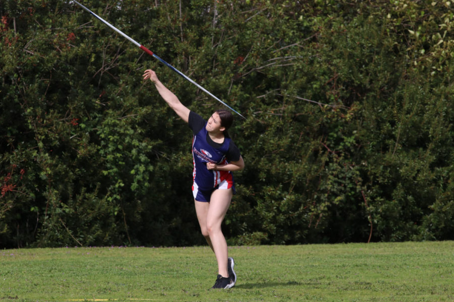 Junior Julia Silchuk throws the javelin during last weeks match against Renton.
