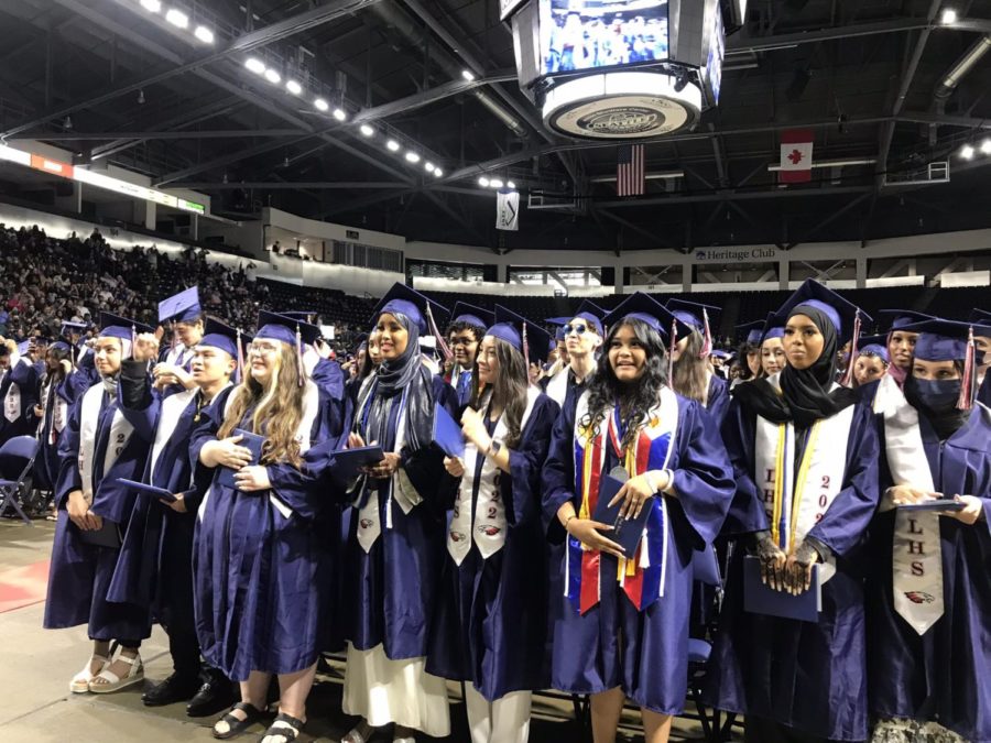 Class of 2022 celebrate graduation Monday night from ShoWare Center in Kent.