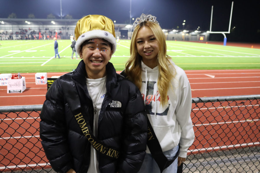 Homecoming King Phillip Nguyen, left and Queen Nancy Tran after the crowning. 