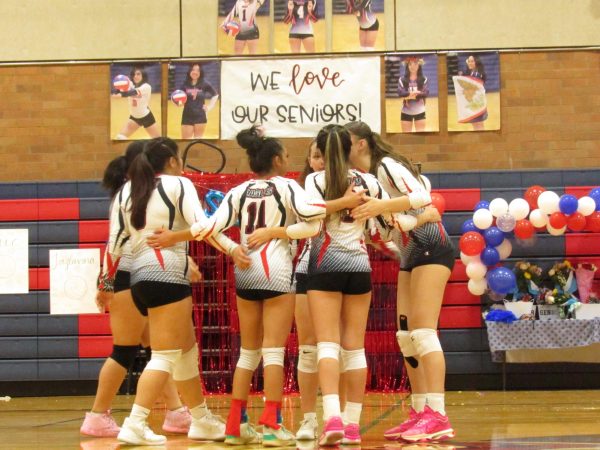 A team huddle during the game